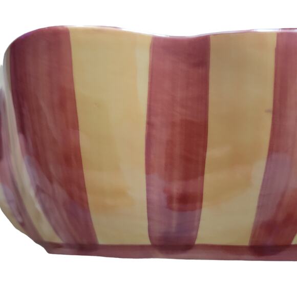 Gail Pittman Hand-Painted Canoe-Shaped Bowl – Striped Sides, Great Condition - Picture 4 of 11